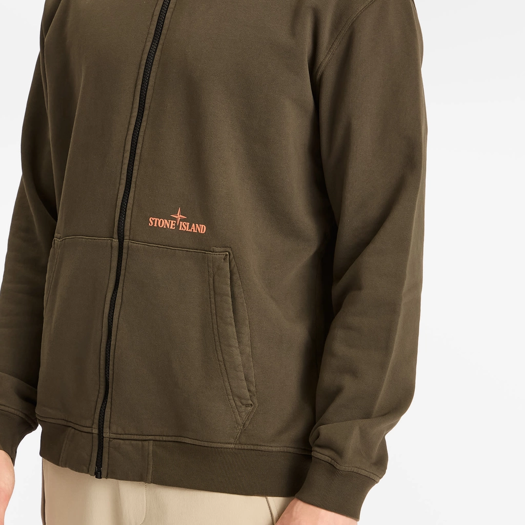 Stone Island Men's Fingerprint Logo Zip Hoodie Military Green